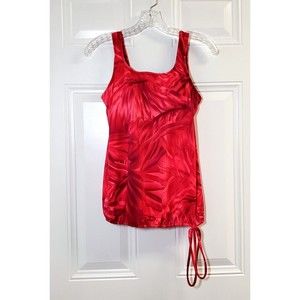 Vintage T.H.E. Swimwear Side Tie Blouson Tankini Top Womens Size 8 Shelf Bra